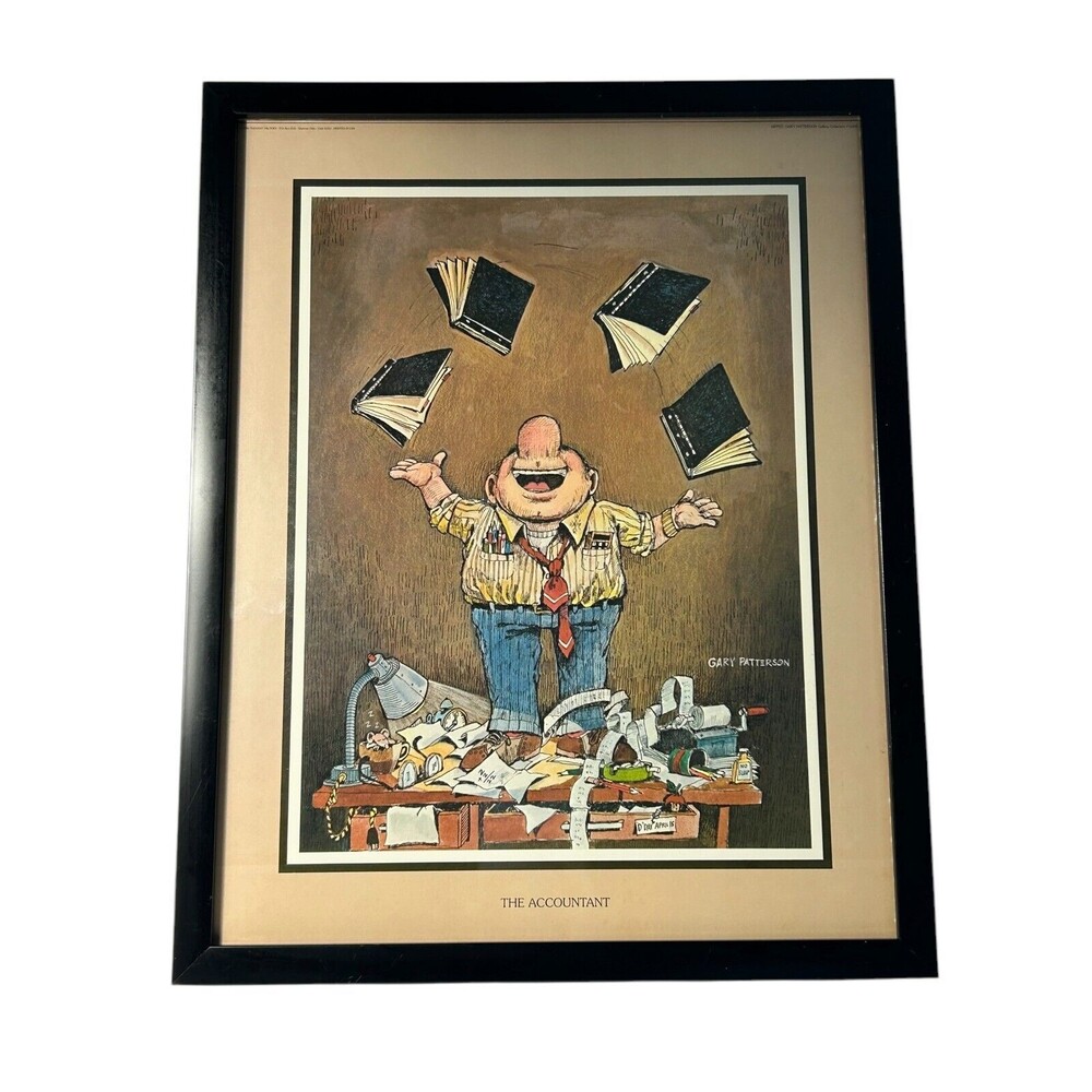 Gary Patterson The Accountant Framed Print Vintage 1980 Humor CPA 12X15"